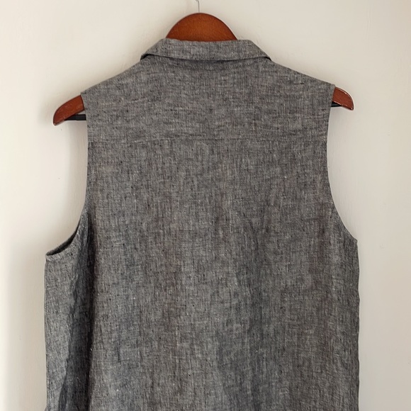 Saks Fifth Avenue Midi Shirt Dress Women’s Sz XL 100% Linen Sleeveless Pockets - Picture 9 of 12